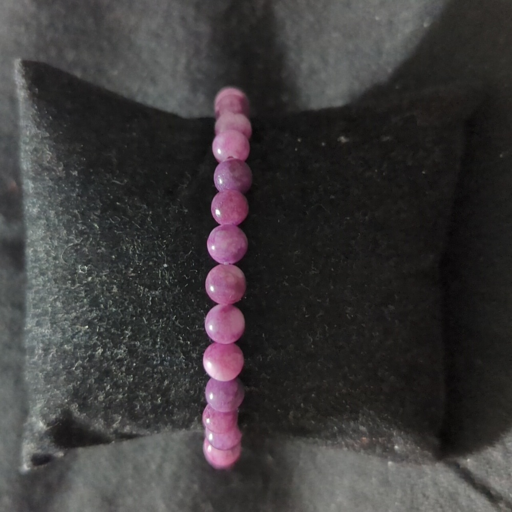 Purple River Stone Beaded Stretchy Elastic Statement Bracelet View 4